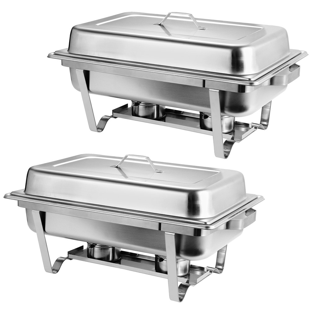 2 Packs Chafing Dish 8 Quart Stainless Steel Rectangular Chafer Full Size Buffet