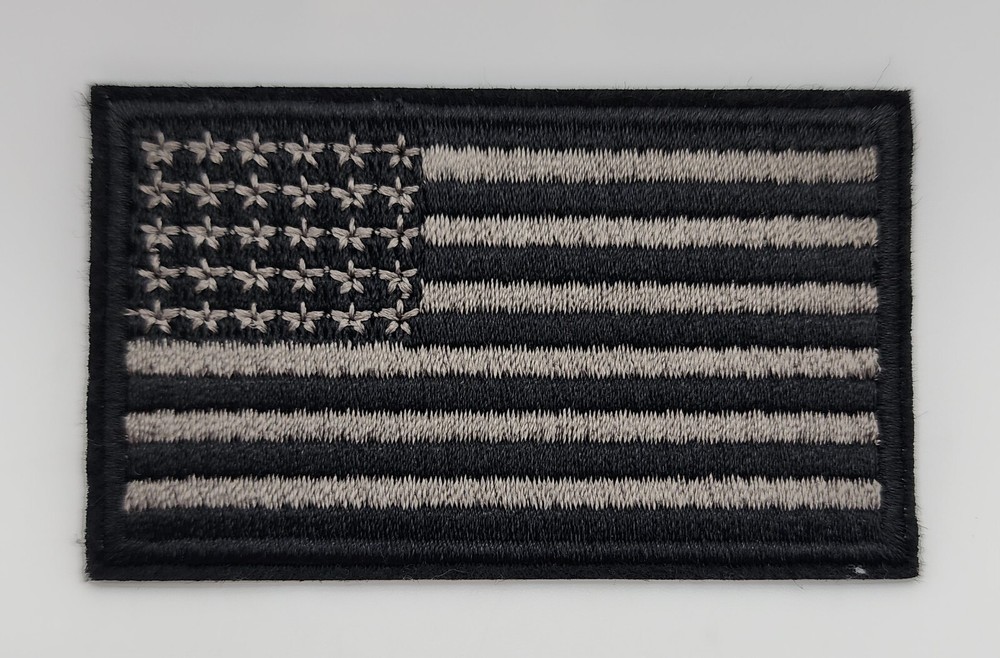 BLACK AND WHITE AMERICAN FLAG PATCH EMBROIDERED