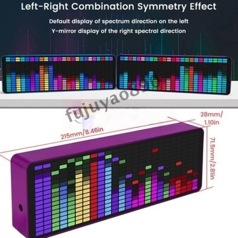 LED Audio Display Sound Meter Level Clock Spectrum Music Visualizer MIC+CABLE