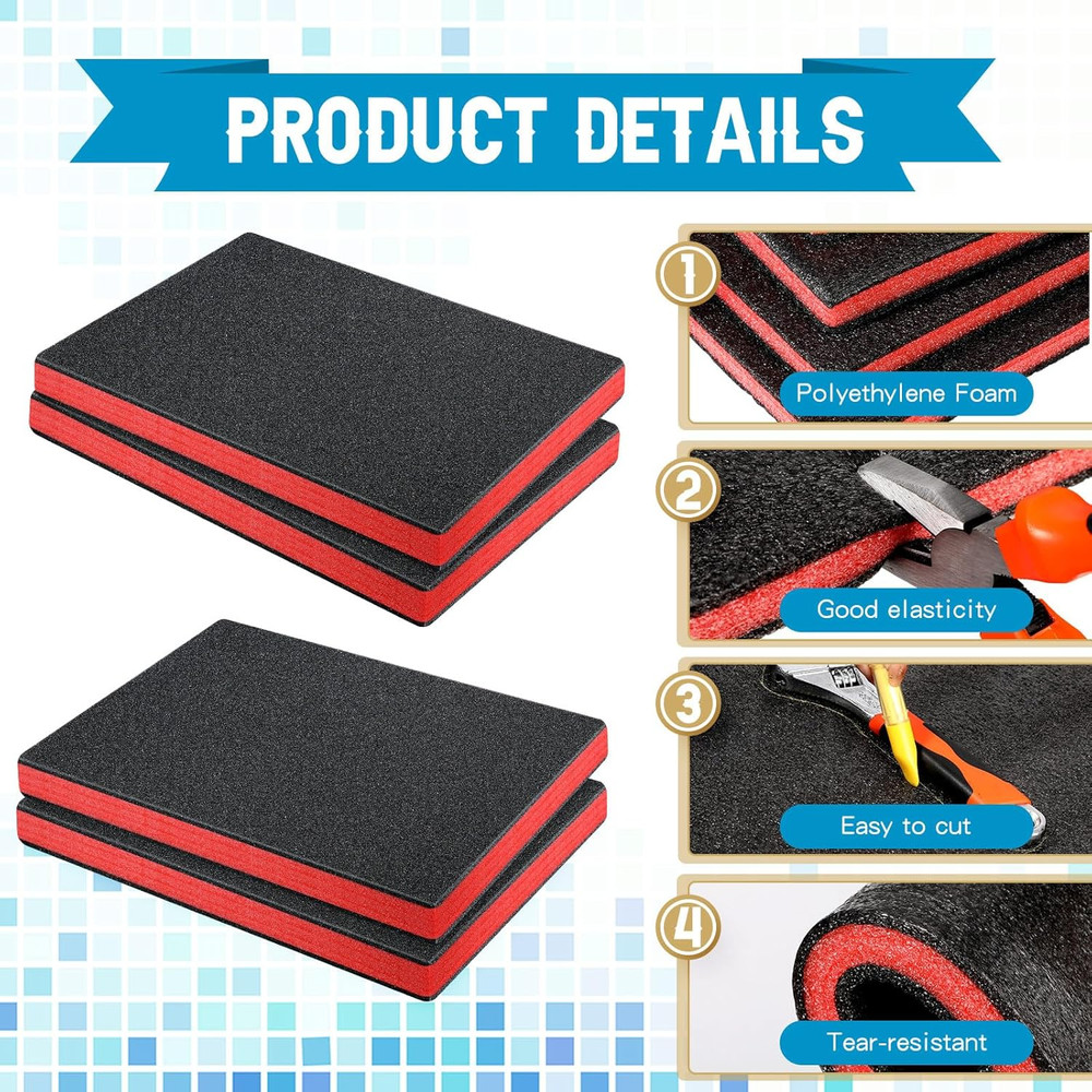 4 Pcs Cuttable Polyurethane Foam Pads Craft Foam Insert for Packing Padding Cam