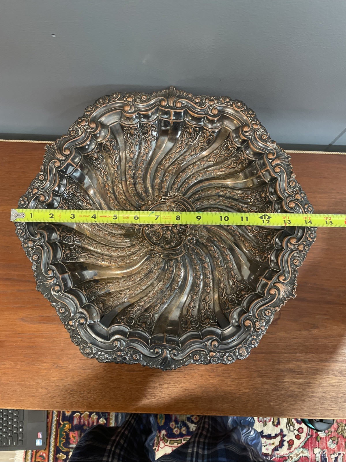 Antique German Silver Rococo Baroque Renaissance Green Man Face Charger Tray