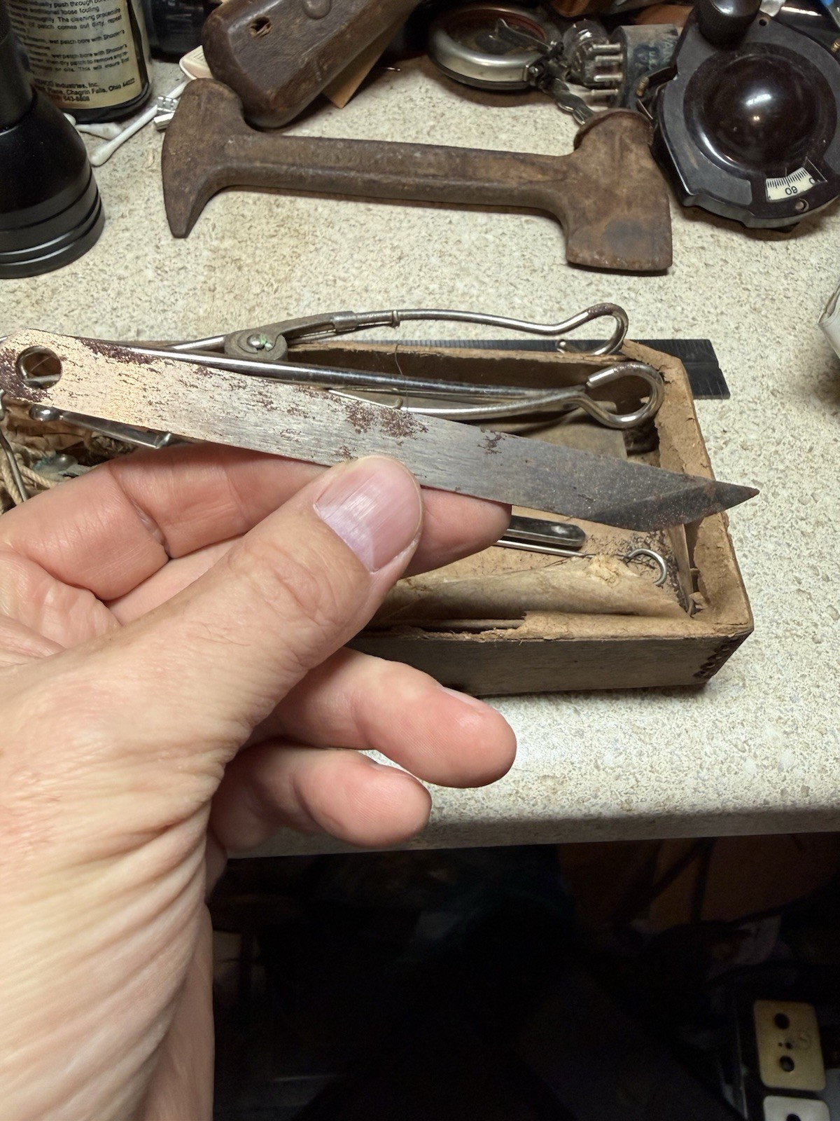 Vintage PILLING Capon Caponizing Tool Set Chicken Rooster Farm Tool 1940's