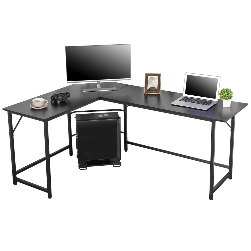 66" L-Shaped Computer Desk Large Workstation Home Office PC Stand Modern