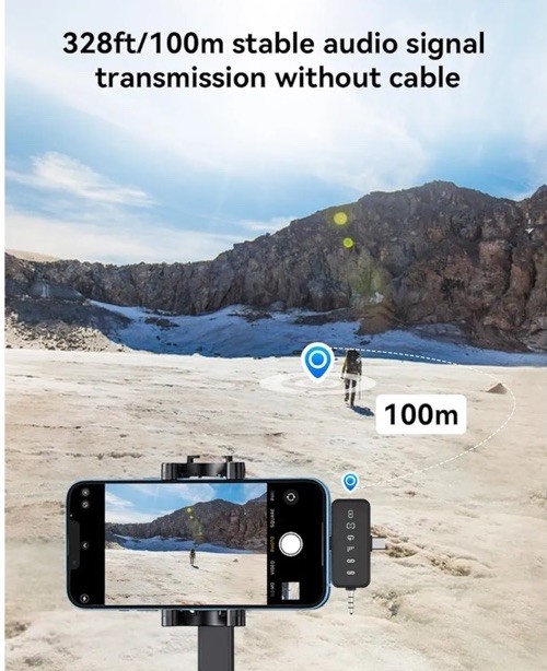 3 in 1 Microphone for iPhone/Android/Camera, Wireless Lavalier Black-3in1