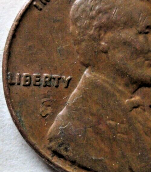 1961-D MEMORIAL, OBVERSE PEELING LAMINATION ERROR, BROWN, XF, CIRCULATED