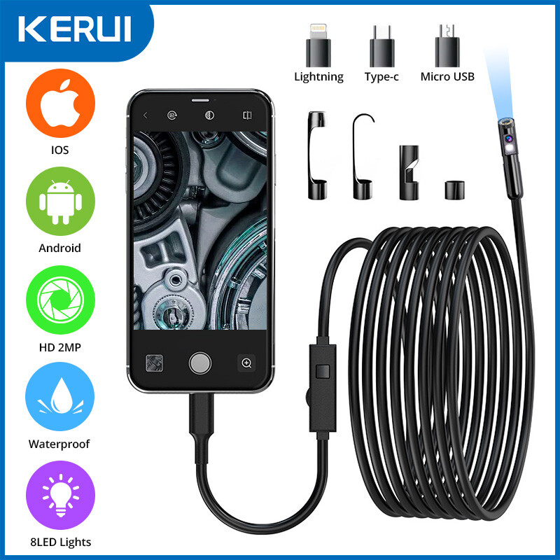 8LED Wireless Endoscope WiFi Borescope Inspection Camera USB For iOS Android