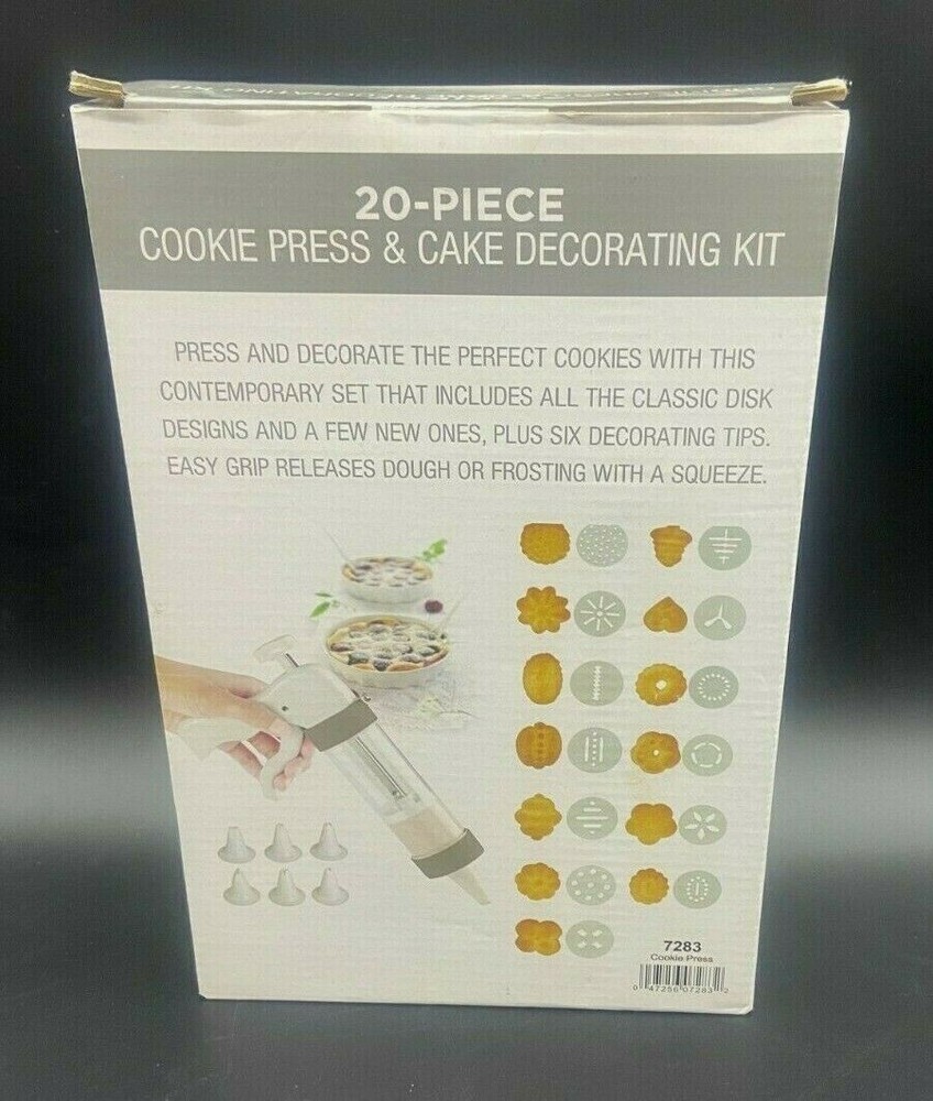 20 Piece Cookie Press & Cake Decorating Kit ( 13 Cookie Discs & 6 Icing tips)