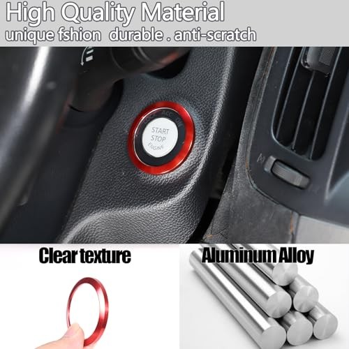 Car Engine Start Stop Button Cover Compatible with One click to start ring red