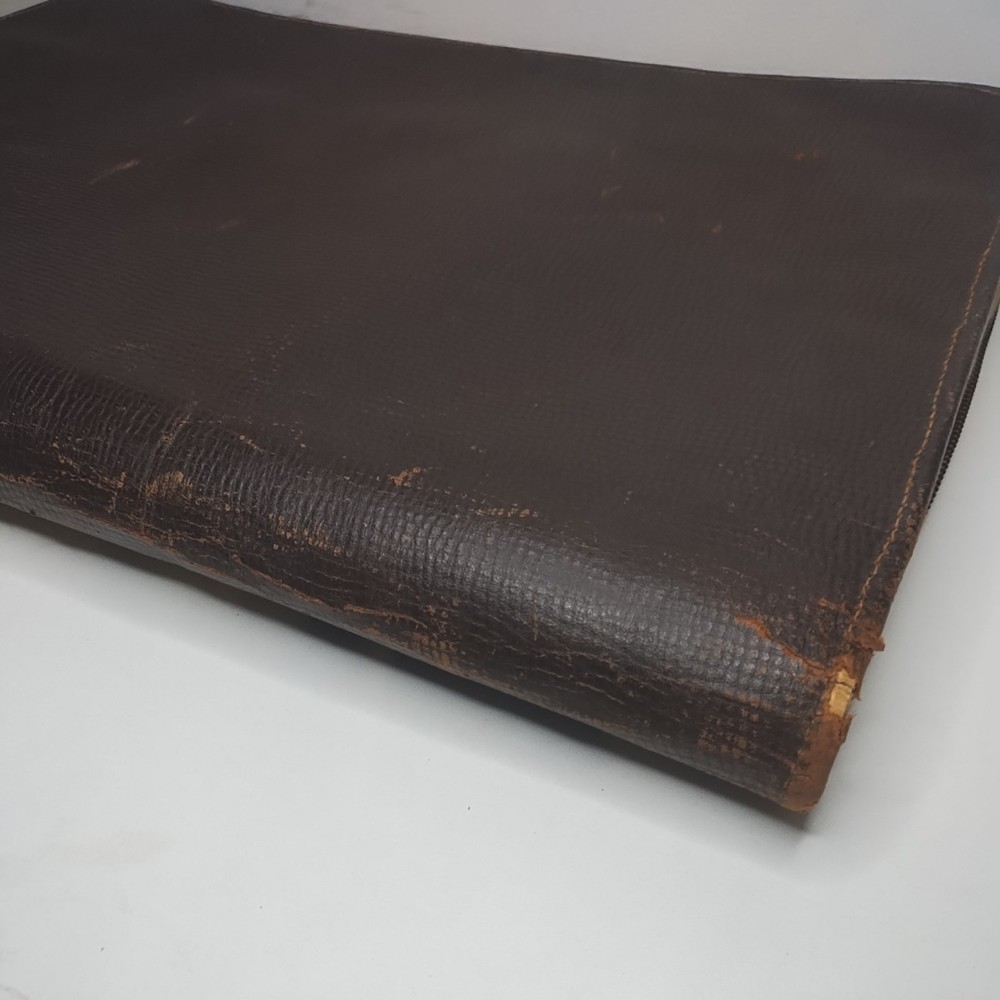 Rare Vtg US Army Air Corps Zippered Pilot Navigation Kit Brown Leather w pockets