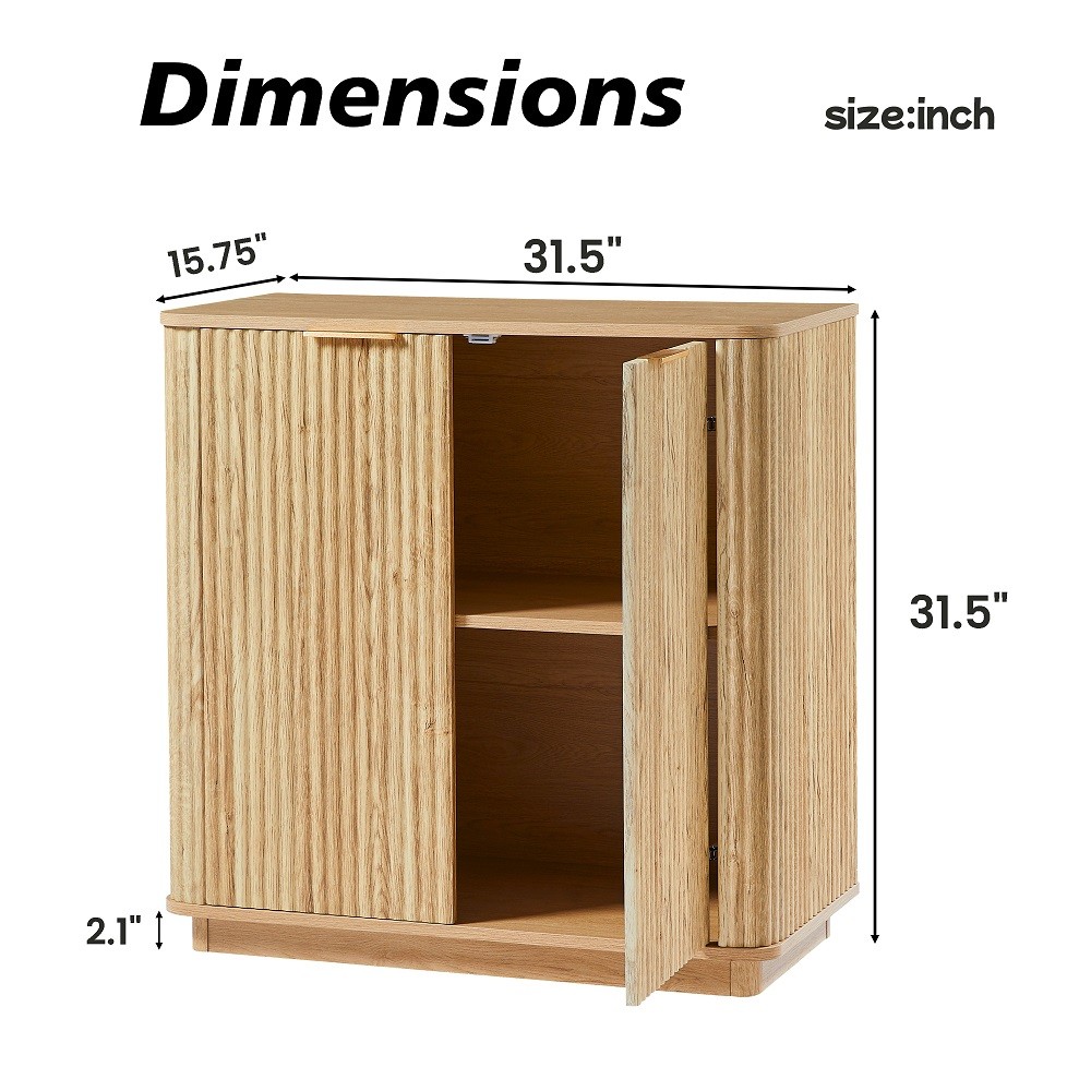 Buffet Cabinet Sideboard with Storage Curved Wave Design Oak