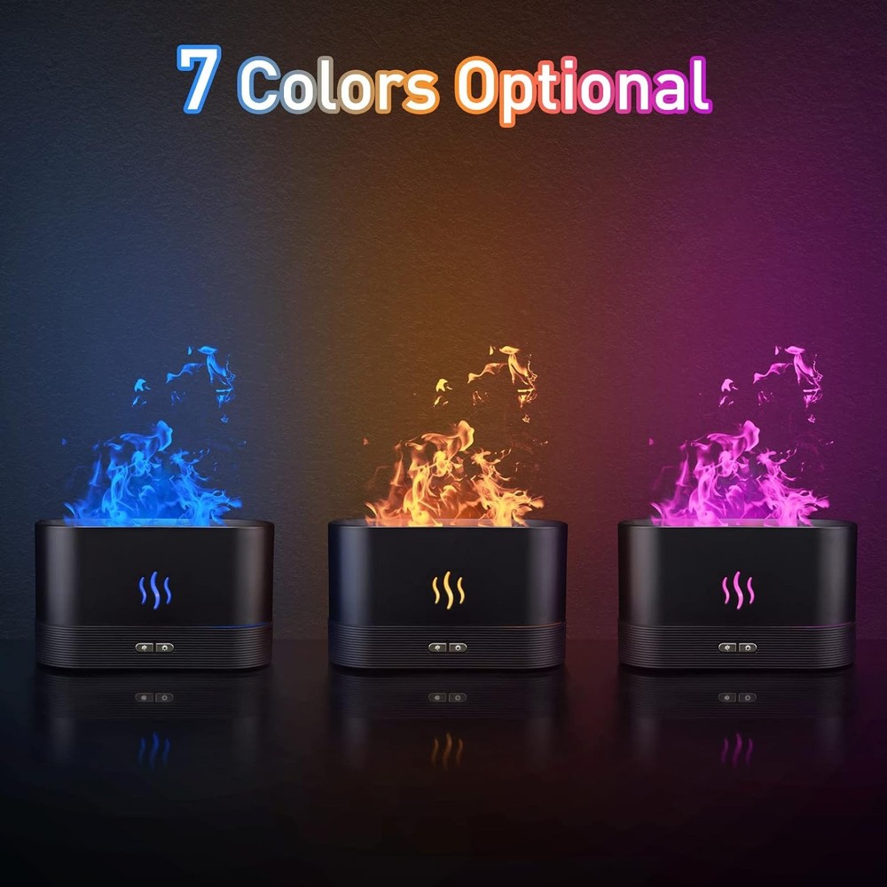 Essential Oil Diffuser, Fireplace Flame Oil Diffuser, Aroma Humidifier (Black)