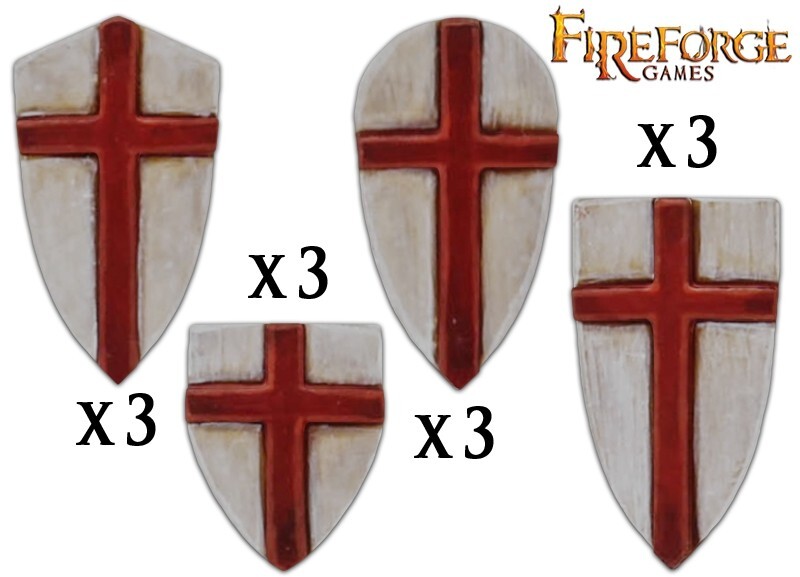 FIREFORGE GAMES DEUS VULT DVSH18 CRUSADER SHIELDS 12 PCS