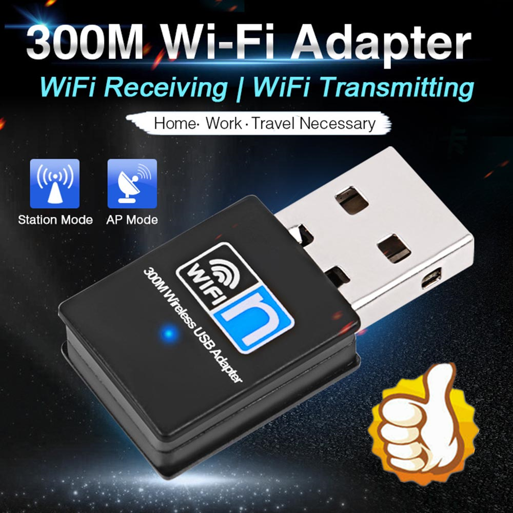 300Mbps USB Wifi Adapter Dongle Wireless Lan Internet for Desktop PC Laptop
