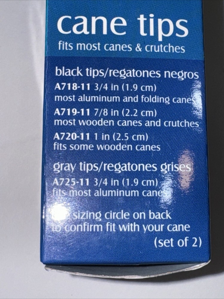 Carex Black Cane Tips 1" 2ct