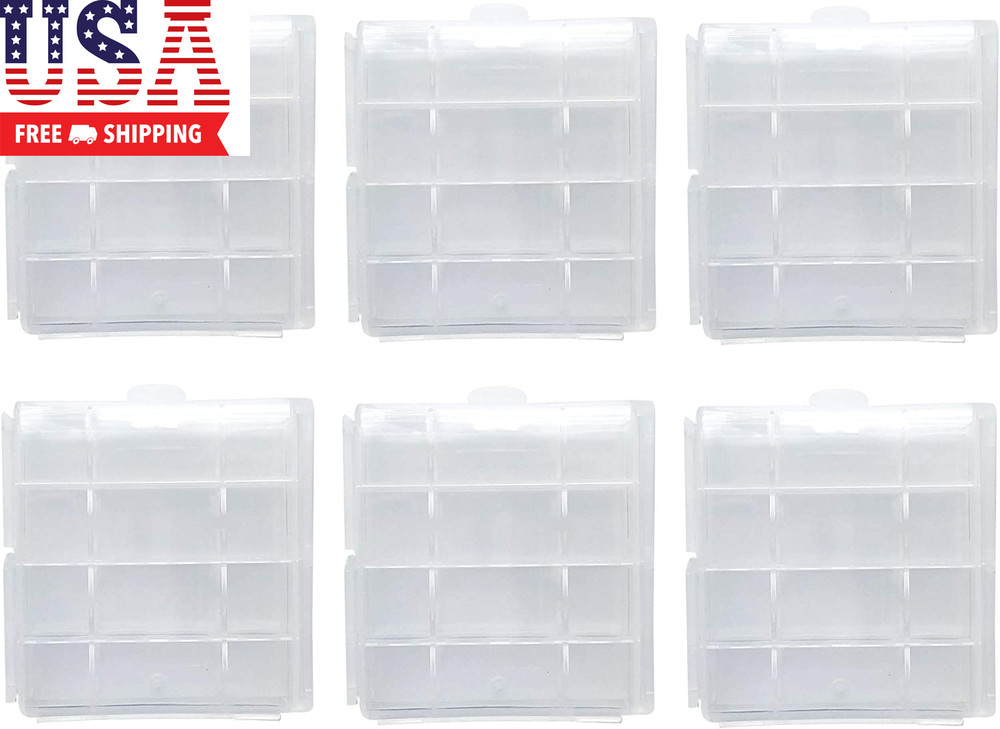 Battery Storage Case for AA/AAA, Battery Holder Box (6Pack Clear)
