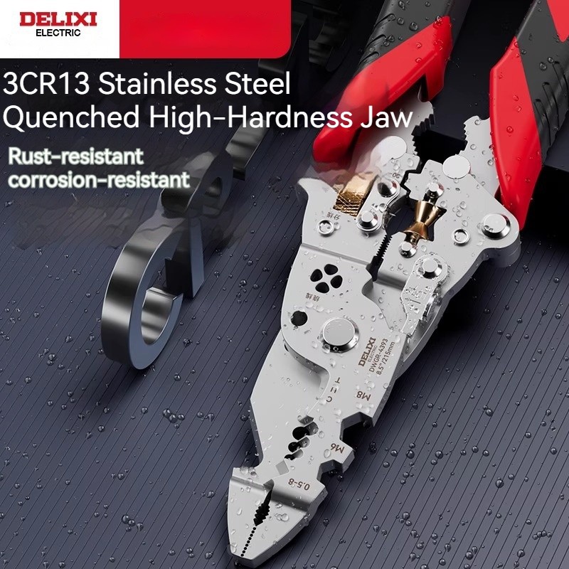 DELIXI 16IN1 Wire Stripper Multifunctional Electrical Test Pen Foldable Cutter