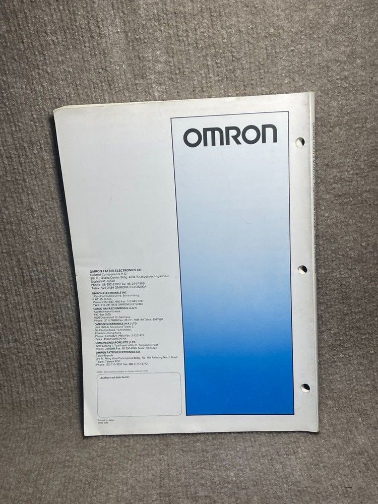 OMRON Sysmac C-Series C20 Programmable Controller User's Manual