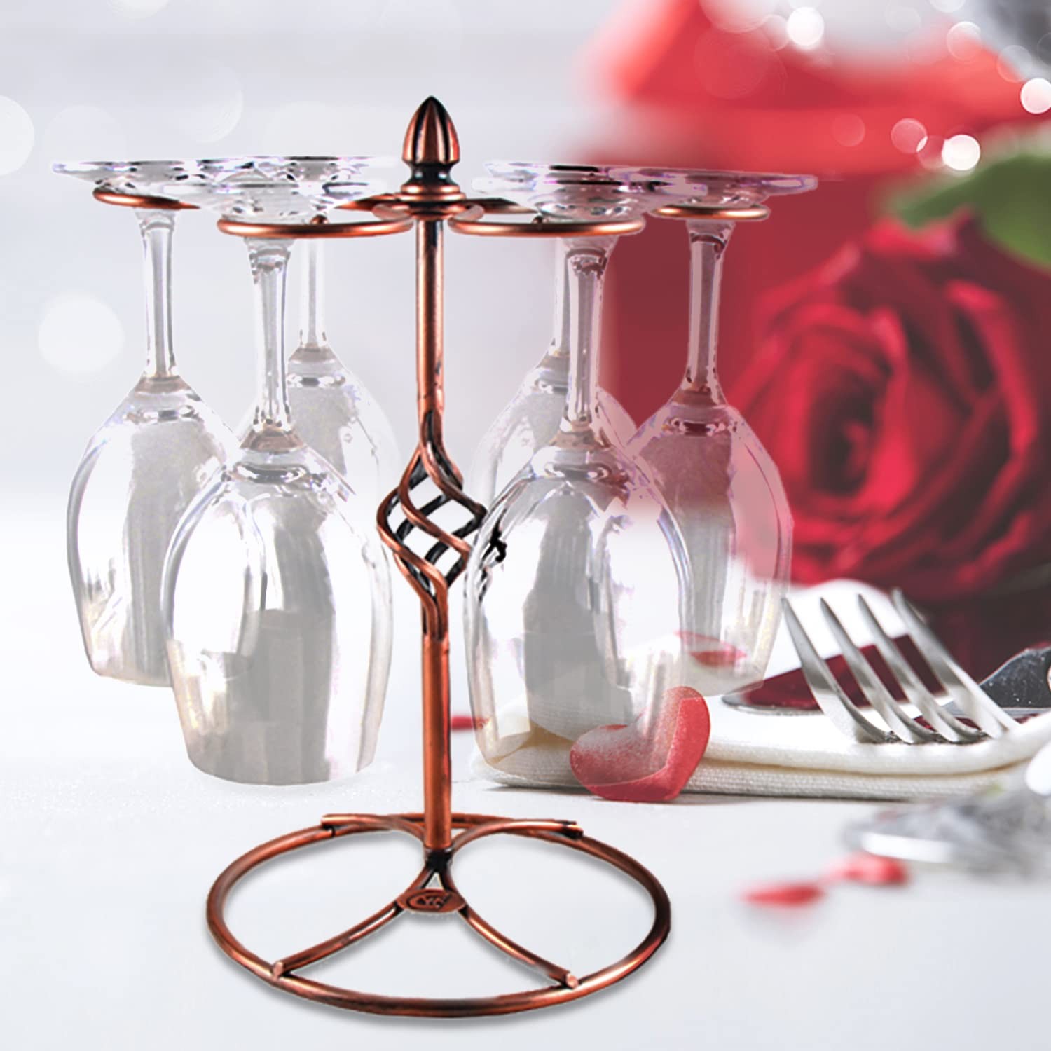 Wine Glass Rack, Countertop Wine Glass Holder, Elegant Freestanding Tabletop