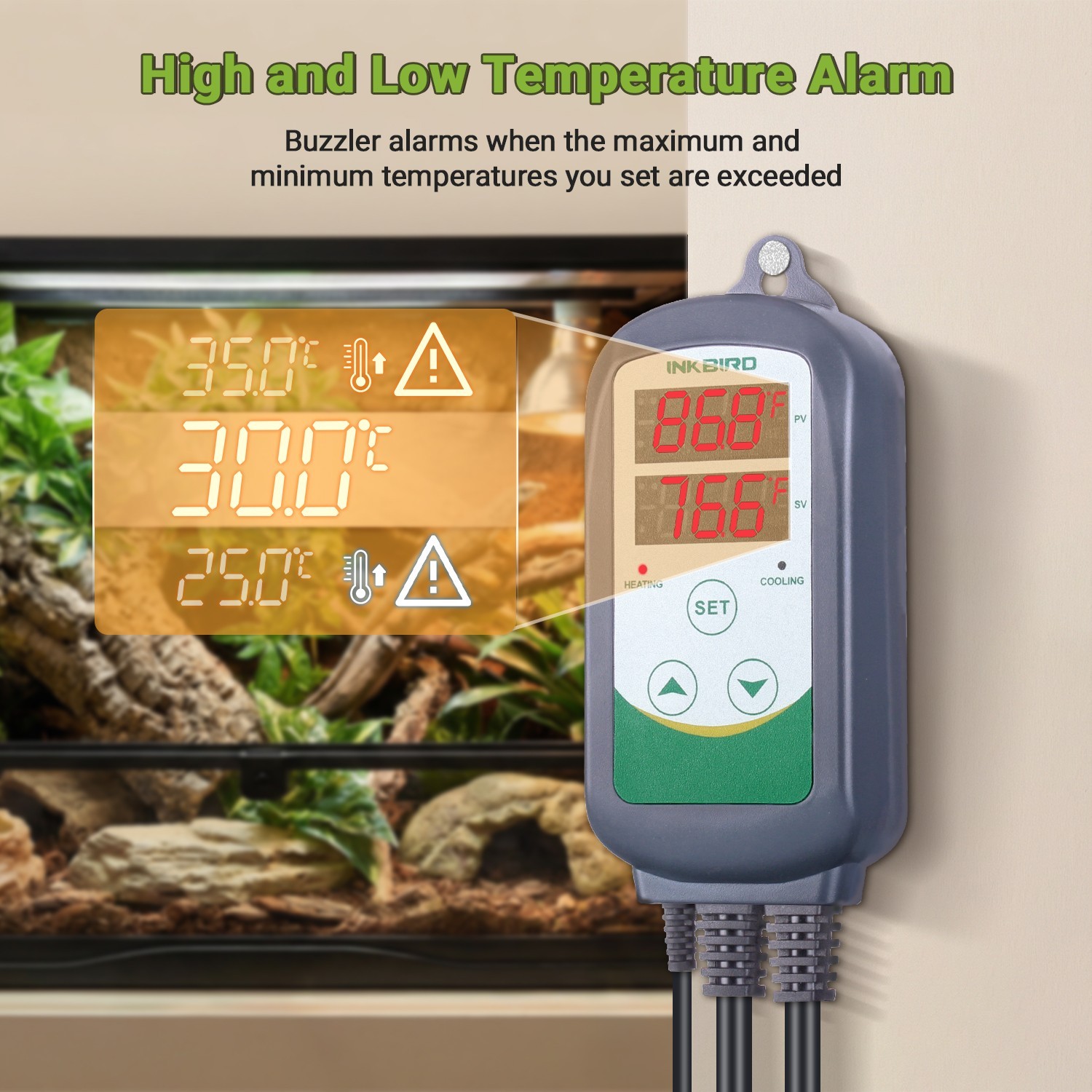 Inkbird Heating Cooling Temperature Controller Pre-wired Thermostat -58~248 °F