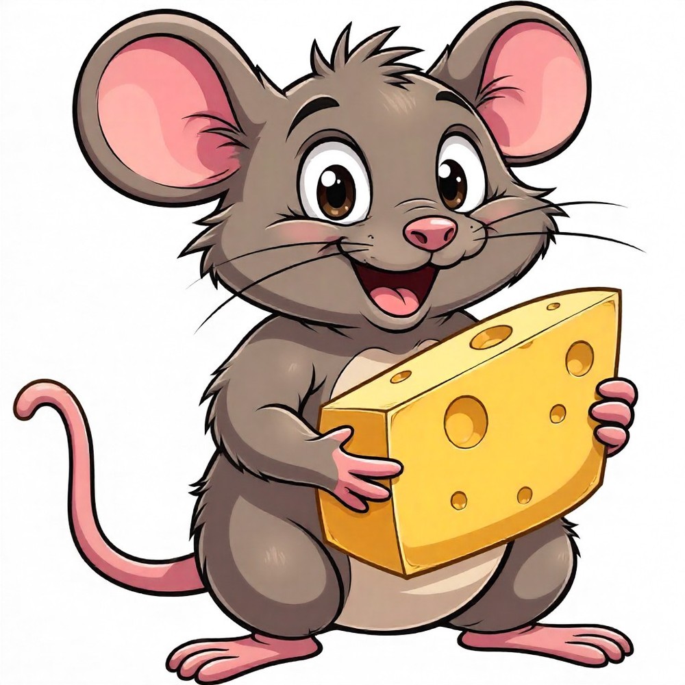 30 Custom Happy Mouse with Cheese Personalized Address Labels