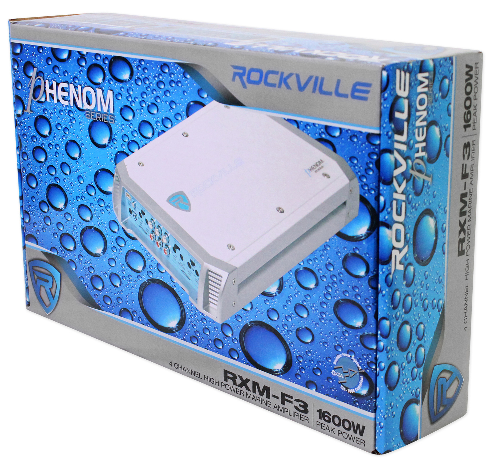 Rockville RXM-F3 1600 Watt Marine/Boat 4 Channel Amplifier Amp+PA Microphone