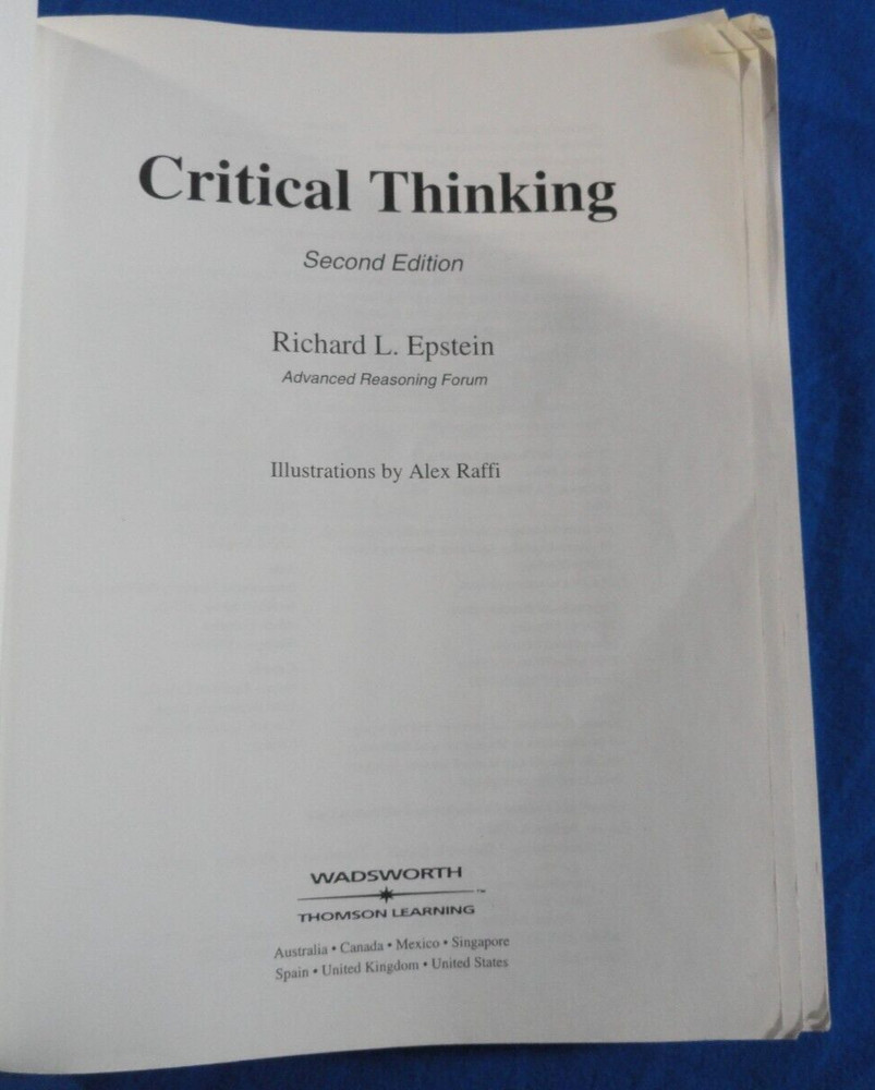 CRITICAL THINKING SECOND EDITION BY RICHARD L. EPSTEIN PAPERBACK BOOK