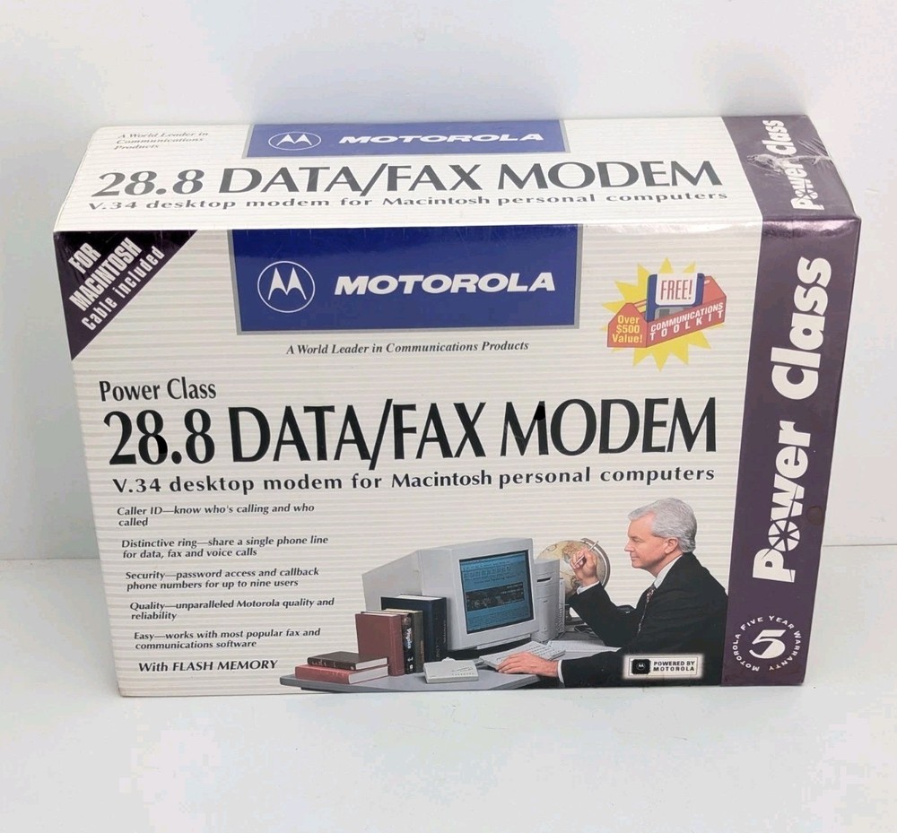 Motorola Power Class 28.8 Data/Fax Modem Macintosh V.34 Vtg Computing