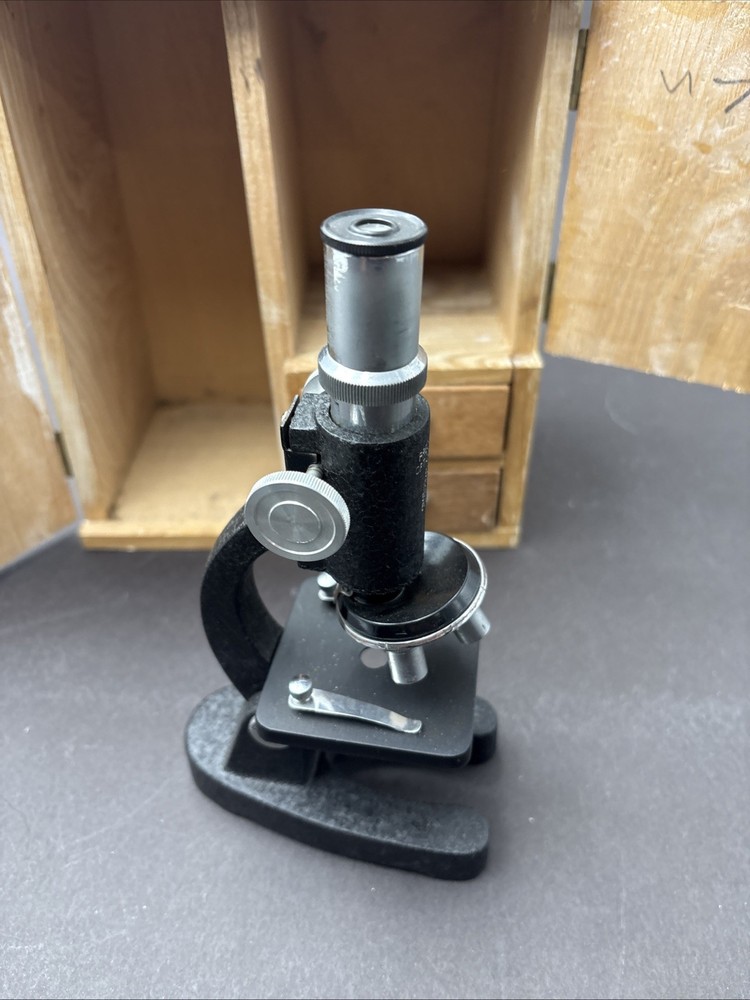 Vintage Precision Optical Co. Microscope Model 500 with CASE +LIGHT + Slides