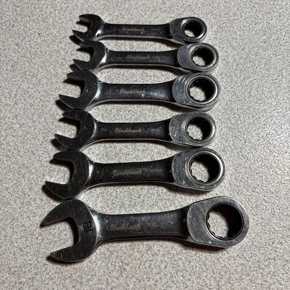 Blackhawk Combination Metric Stubby Ratcheting Wrenches