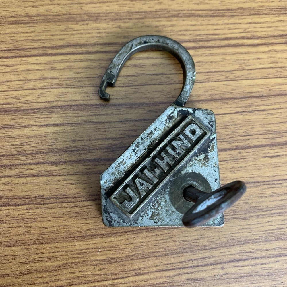 BRASS PADLOCK OR LOCK WITH KEY OLD OR ANTIQUE, RAREST TRIANGULAR SHAPE.