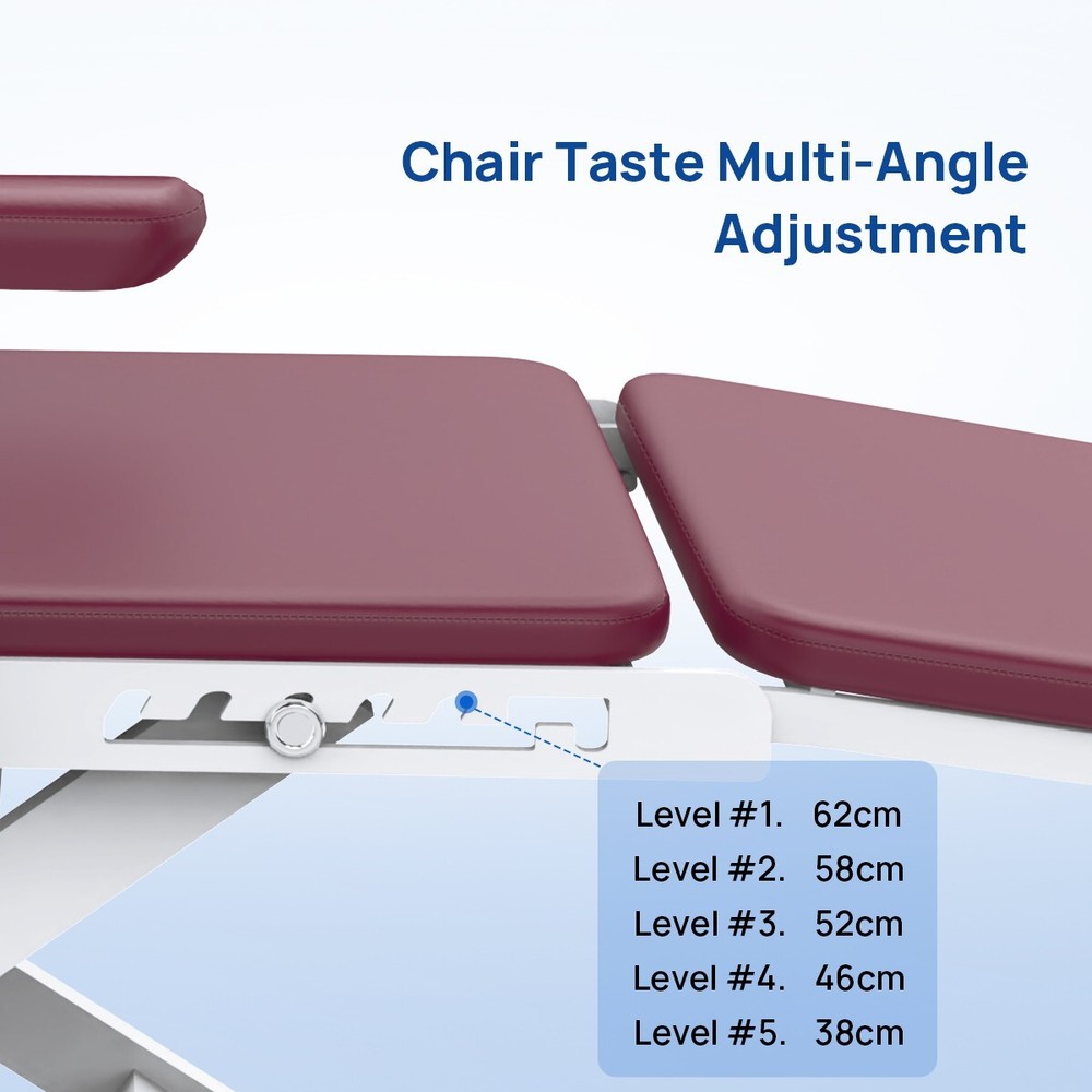 Dental Portable & Practical Adjustable Folding Chair With LED Light + Tray Ruby