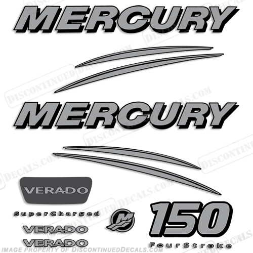 Fits Mercury Verado 150hp Decal Kit - Silver