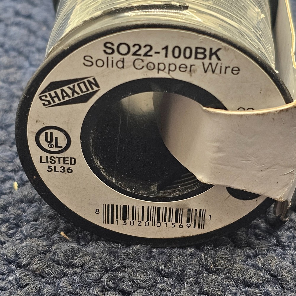 SHAXON SO22-100BK: Solid Copper Wire 100FT