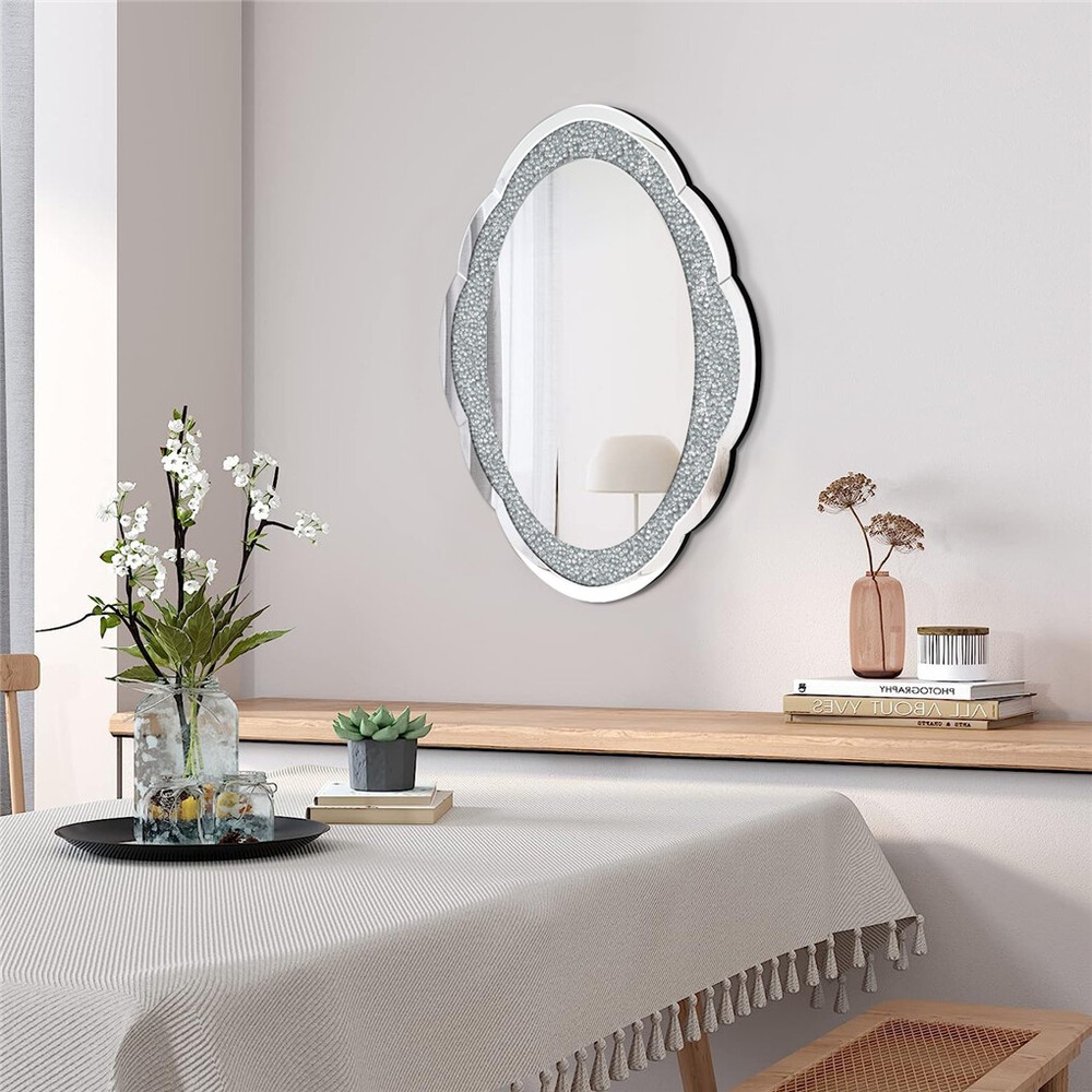 Cloud-shape Crystal Crushed Diamonds Wall Decor Mirror Bathroom Vanity Mirror