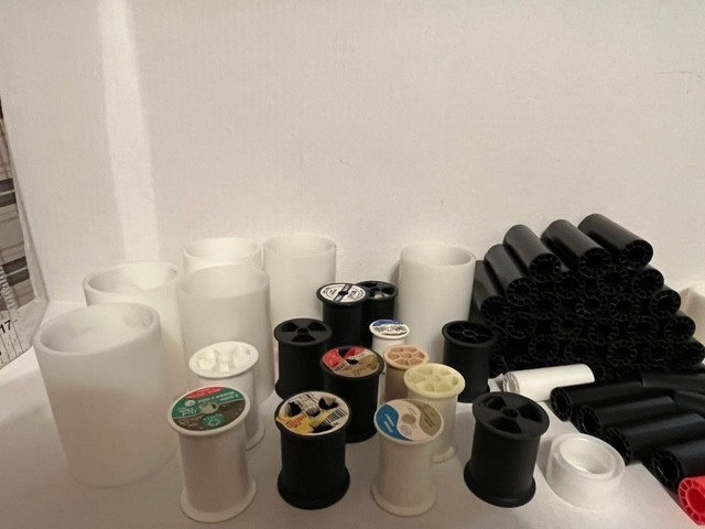 59 spool & bobbins lot sewing thread spools various sizes plastic crafts