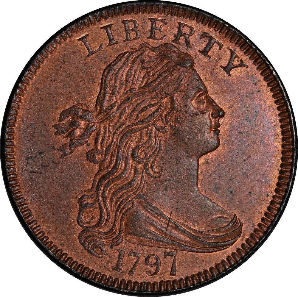 1797 DRAPED BUST 1C PCGS MS 65+ RB