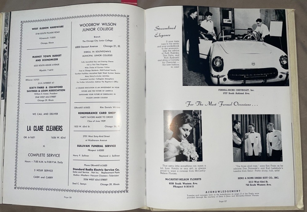 ORIGINAL 1955 Lindblom High School Yearbook: Eagle