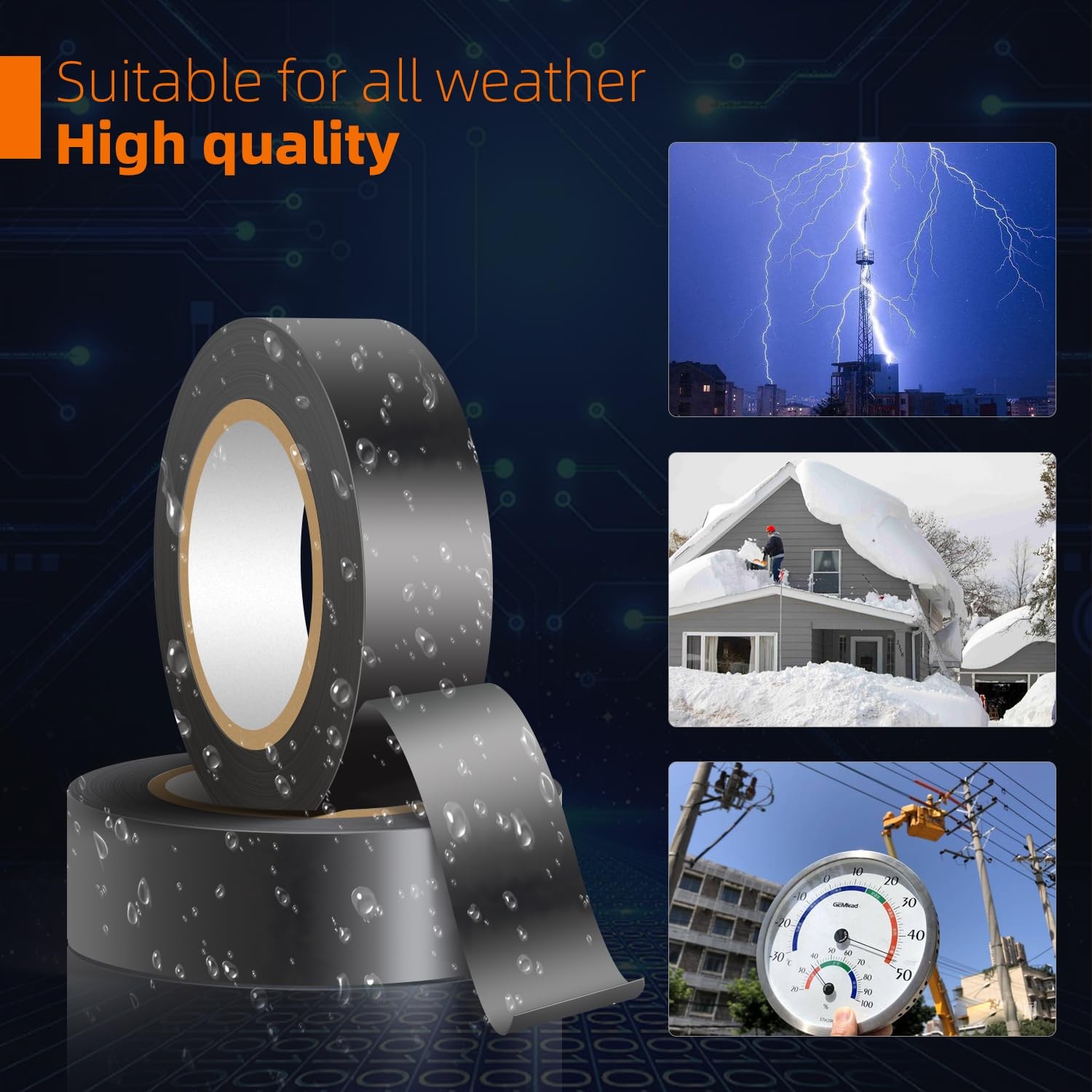 10pcs, Black, 10M Electrical Tape Wire Harness Wiring auto truck