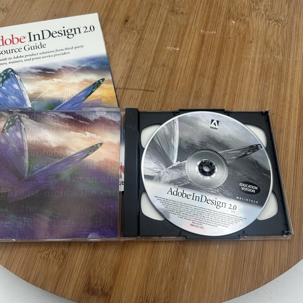 Adobe InDesign 2.0 Educational Version McIntosh 2 CDs +Serial no, x
