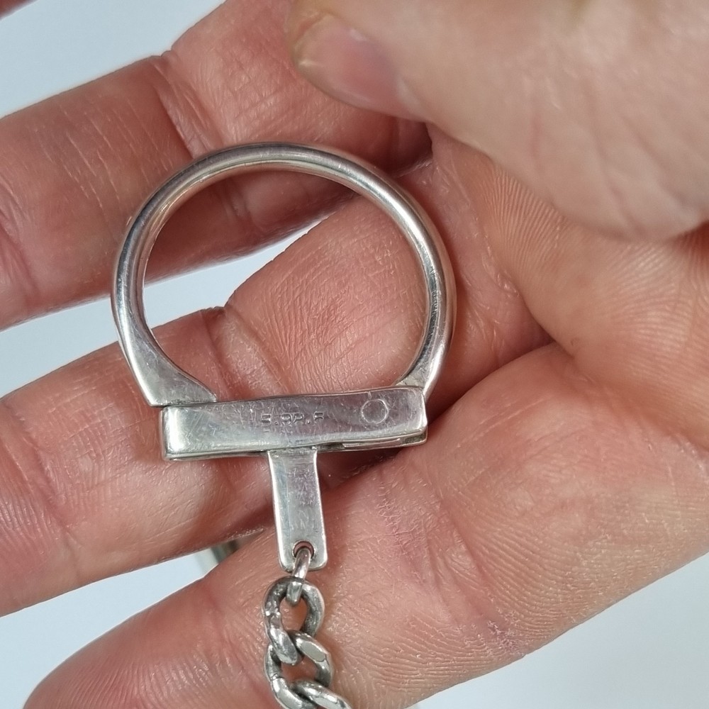Solid Silver Miniature Golf Bag Key Ring Stamped 925