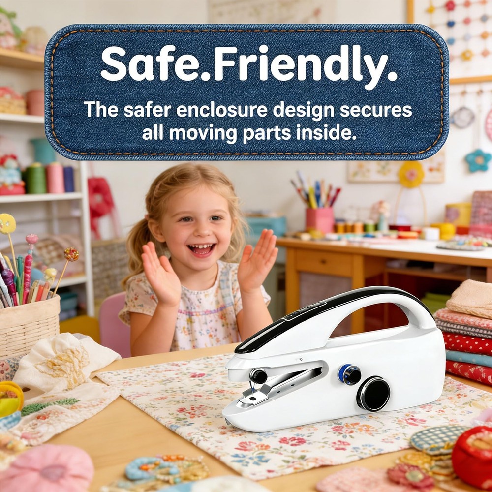 Handheld Sewing Machine, Two-Speed Portable Mini Handheld, White