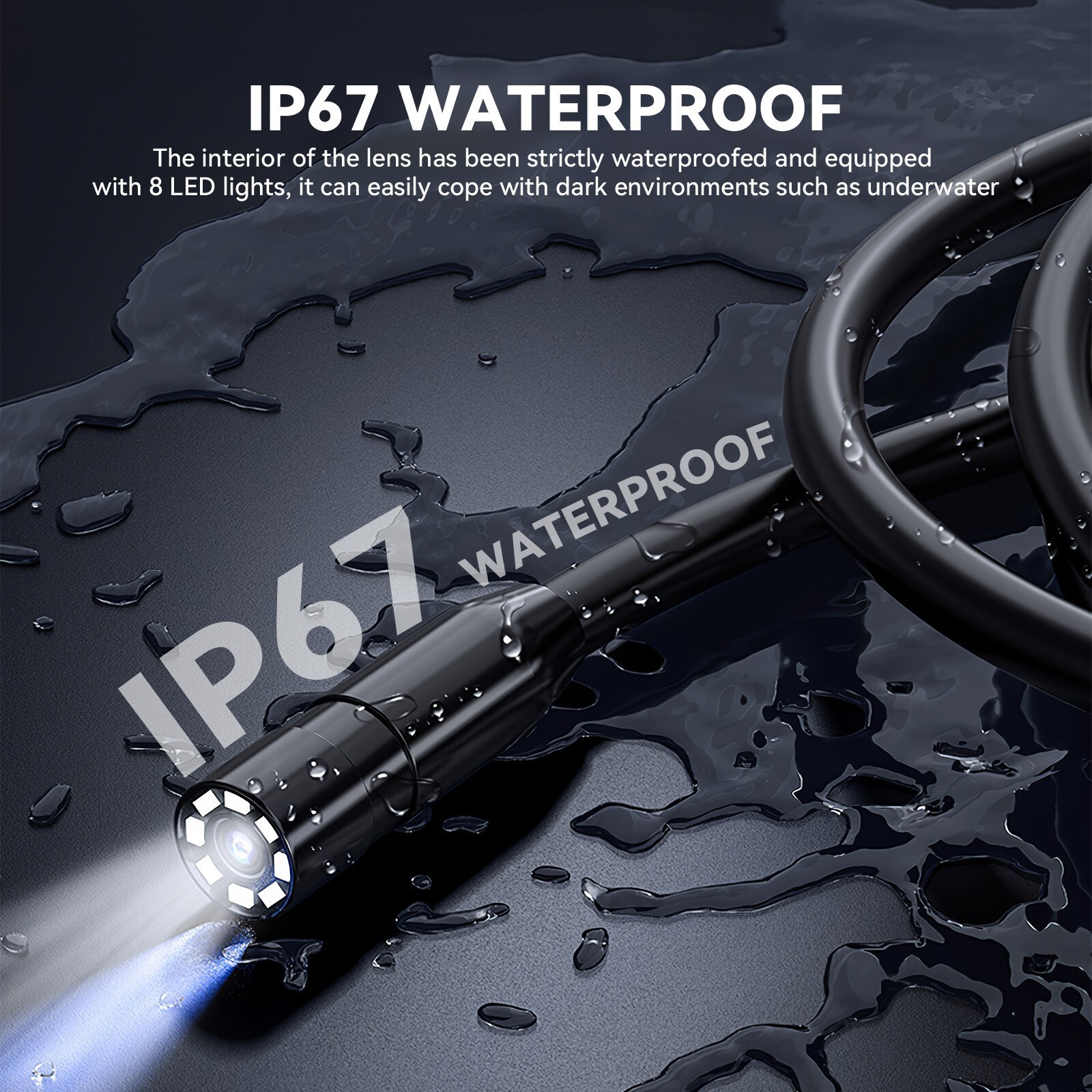 2M Handheld Industrial Endoscope 8mm Borescope Inspection Snake Camera w/8LED