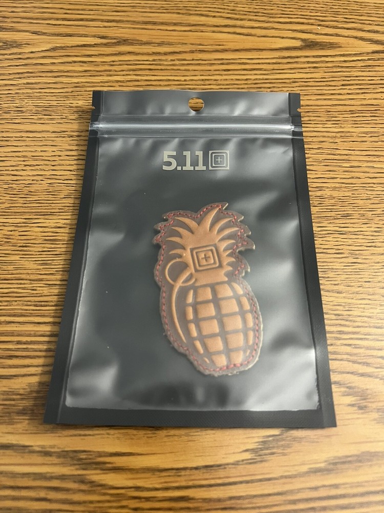 5.11 Tactical Pineapple Grenade Leather Patch Laser Cut Hook-Back PVC Patch