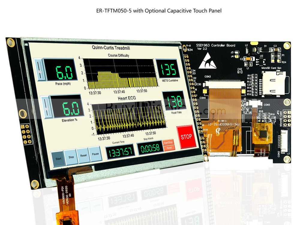 5" inch TFT LCD Module Display 800x480 w/SSD1963,Capacitive,Touch Panel,Tutorial