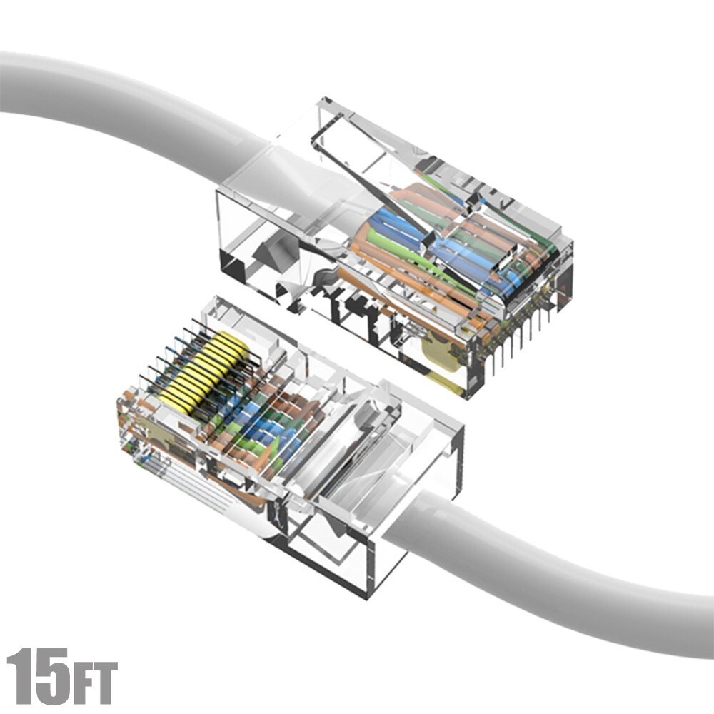 15FT Cat5e RJ45 Ethernet LAN Network UTP Non-Booted Patch Cable Copper White
