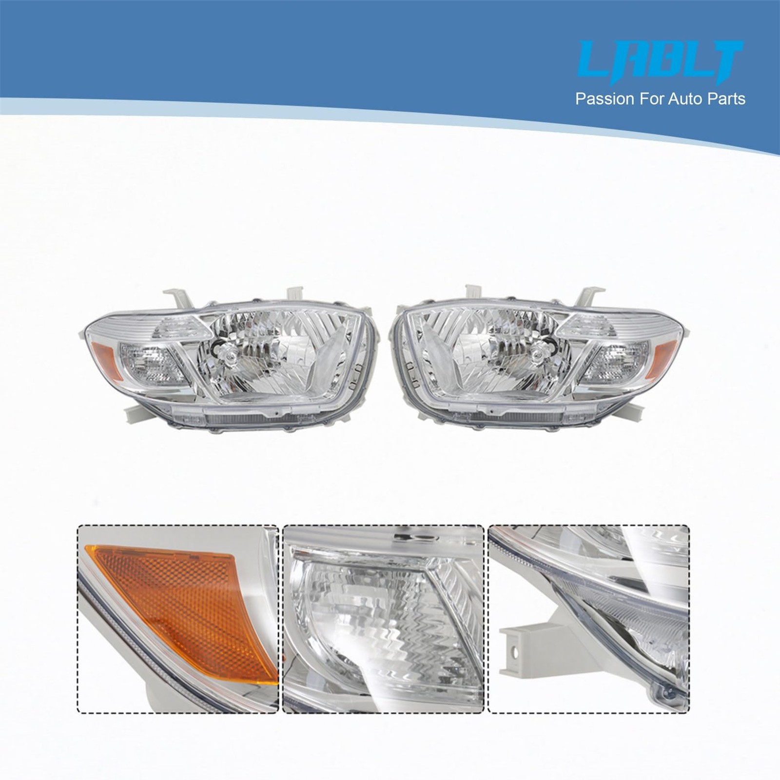 Driver and Passenger Side Headlight Assembly Replacement for Highlander