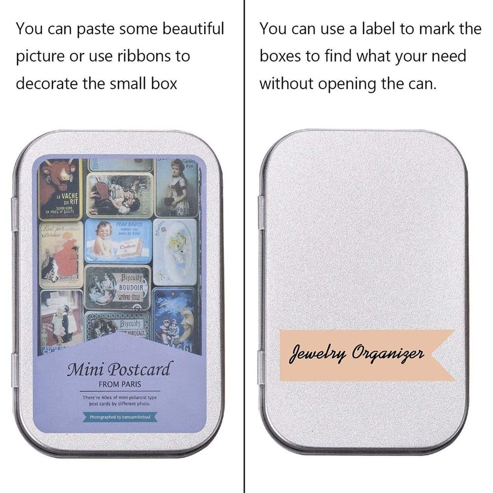 3Pack Silver Metal Rectangular Hinged Tins Containers Basic Necessities Mini ...