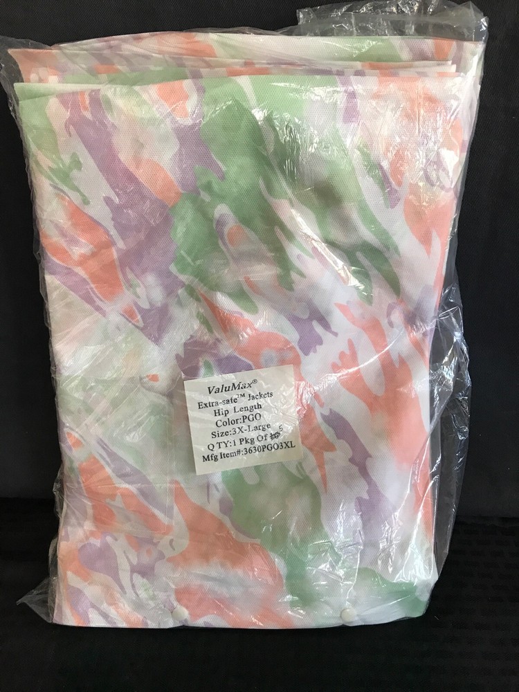 (5) VALUMAX Extra-Safe Hip Length Lab Jacket Multi-Print Size 3X-Large