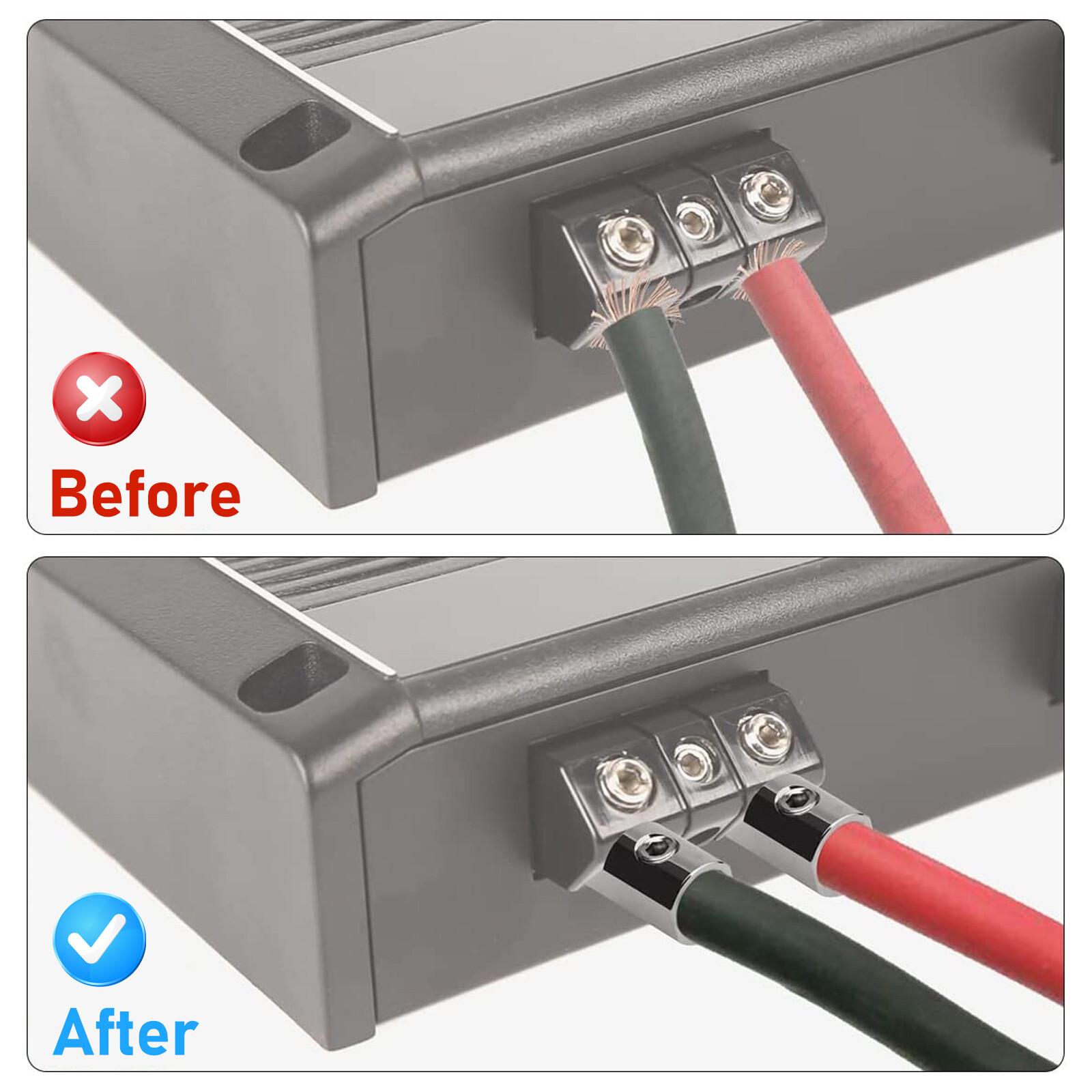 Pair Car Audio Power/Ground 1/0 Gauge to 4 Gauge Amp Input Reducers Wire Reducer