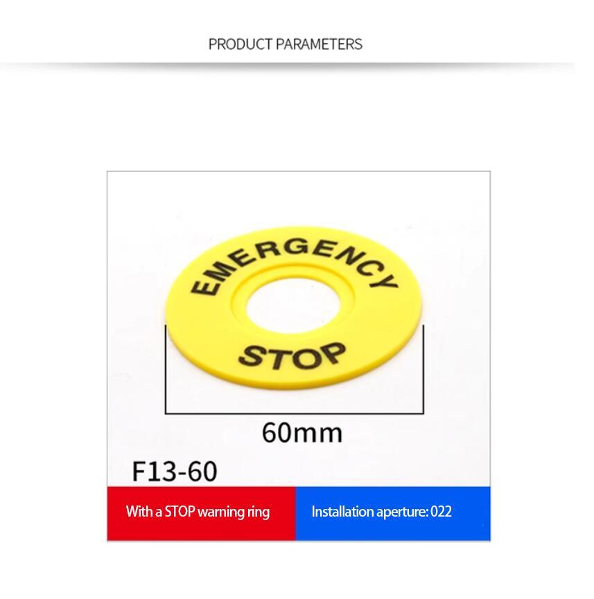 10PCS Emergency stop button switch 22mm label frame warning ring mark STOP 60mm